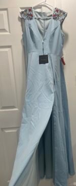 IEENA Mac Duggal 26540 Floral Beaded Cap Sleeve ALine Gown Blue Sz 6 - Image 11