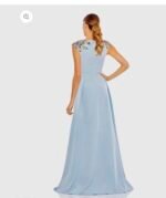 IEENA Mac Duggal 26540 Floral Beaded Cap Sleeve ALine Gown Blue Sz 6 - Image 4