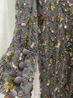 Mac Duggal 5571 Sz 10Charcoal Gray Floral Embellished Midi Cocktail Dress - Image 6