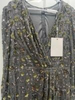 Mac Duggal 5571 Sz 10Charcoal Gray Floral Embellished Midi Cocktail Dress - Image 7