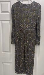 Mac Duggal 5571 Sz 10Charcoal Gray Floral Embellished Midi Cocktail Dress - Image 8