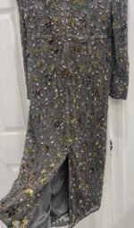 Mac Duggal 5571 Sz 10Charcoal Gray Floral Embellished Midi Cocktail Dress - Image 9