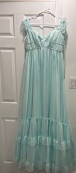 Mac Duggal 68086 Mint Green Sz 8 Ruffle Tiered Babydoll Flowly Gown - Image 8