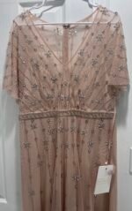 Mac Duggal 9223 Sz 14 Pink Rose Floral Embellished Flutter Sleeve  Gown - Image 7