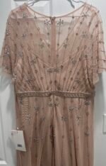 Mac Duggal 9223 Sz 14 Pink Rose Floral Embellished Flutter Sleeve  Gown - Image 9