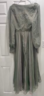 Mac Duggal 67873 Sheer Blouson Sleeve Surplice Chiffon Gown Sage Green Sz 10 - Image 9