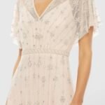 Mac Duggal 9223 Sz 14 Pink Rose Floral Embellished Flutter Sleeve  Gown