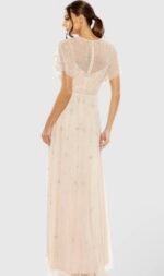 Mac Duggal 9223 Sz 14 Pink Rose Floral Embellished Flutter Sleeve  Gown - Image 4