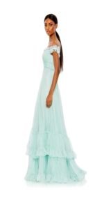 Mac Duggal 68086 Mint Green Sz 8 Ruffle Tiered Babydoll Flowly Gown - Image 5