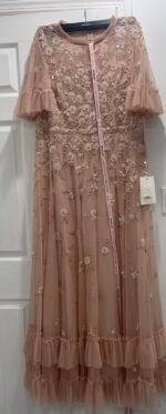 NWT Mac Duggal 9199 Sz 16 Floral Embellished Flutter Sleeve A Line Gown - Image 7