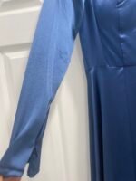 Ieena Mac Duggal 26613 Vneck Long Sleeve Satin Gown SZ 8 Midnight Blue - Image 8
