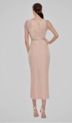 Mac Duggal 93678 Glitter Accented Fully Embellished Column Dress Nude Sz 6 - Image 5