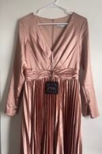Ieena For Mac Duggal 27148 Sz 6 Rose Pleated Long Sleeve V-Neck Dress - Image 6