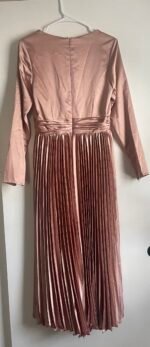 Ieena For Mac Duggal 27148 Sz 6 Rose Pleated Long Sleeve V-Neck Dress - Image 7