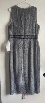 Mac Duggal 10509 Size 12 Sleeveless High Neck Beaded Midi Sheath Dress Platinum - Image 8