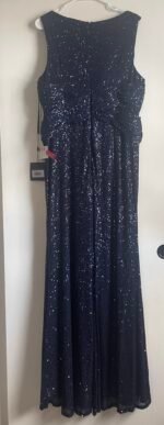 IEENA FOR MAC DUGGAL 26598 Sz 16 Navy V-Neck Sequin Wrap Waist Gown - Image 8
