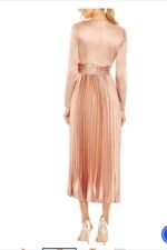 Ieena For Mac Duggal 27148 Sz 6 Rose Pleated Long Sleeve V-Neck Dress - Image 3