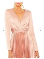 Ieena For Mac Duggal 27148 Sz 6 Rose Pleated Long Sleeve V-Neck Dress - Image 4