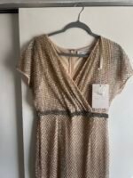 Mac Duggal 93678 Glitter Accented Fully Embellished Column Dress Nude Sz 6 - Image 7