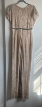 Mac Duggal 93678 Glitter Accented Fully Embellished Column Dress Nude Sz 6 - Image 9