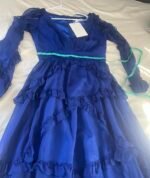 Mac Duggal Ruffle Puff Sleeve A Line Gown #68223 Blue Size 8 NWT - Image 8