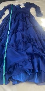 Mac Duggal Ruffle Puff Sleeve A Line Gown #68223 Blue Size 8 NWT - Image 9