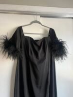 Mac Duggal 11441 Feather Trim Off  Shoulder Gown Size 16 NWT Black - Image 5