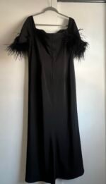 Mac Duggal 11441 Feather Trim Off  Shoulder Gown Size 16 NWT Black - Image 6