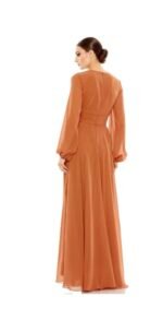 Ieena for Mac Duggal 55682 High Slit Bishop Sleeves Dress Terra Cotta Size 20 - Image 3