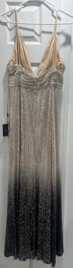 NWT Ieena for Mac Duggal 70142 Plunge Neck Ombre Sequined Evening Gown Size 12 - Image 7