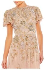 Mac Duggal 5717 Size 10 Taupe Multi Embellished Butterfly Sleeve Gown - Image 4