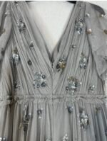 Mac Duggal 9068 Gray Ruffle Tiered Embellished Flutter Sleeve Gown Size 4 NWT - Image 8