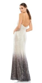 NWT Ieena for Mac Duggal 70142 Plunge Neck Ombre Sequined Evening Gown Size 12 - Image 3