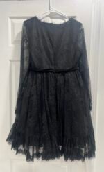 Mac Duggal 49794 size 8 black long sleeve lace babydoll dress - Image 8