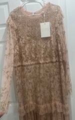 Mac Duggal 9237 Sz 22 Blush Beaded Tulle Formal Gown Long Sleeve - Image 6