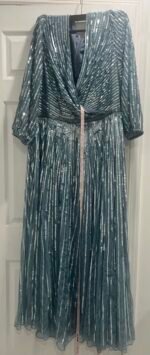 Mac Duggal 5509 Sz 18 Slate Blue Sequins 3/4 Sleeve Gown - Image 5