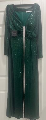 Ieena Mac Duggal 26574 Size  10 Green  Long Sleeve Sequin - Image 5