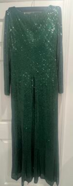 Ieena Mac Duggal 26574 Size  10 Green  Long Sleeve Sequin - Image 7