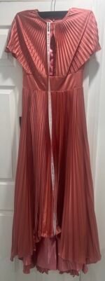 Ieena Mac Duggal 11637 Sz 4 Dusty Rose Pleated Long Sleeve Satin A-Line Gown - Image 5