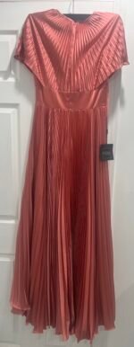 Ieena Mac Duggal 11637 Sz 4 Dusty Rose Pleated Long Sleeve Satin A-Line Gown - Image 7