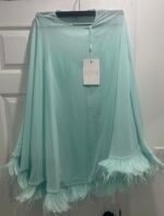 Mac Duggal 11622 Sz 6 Trapeze Feather Trim Mini Dress Mint Green - Image 5