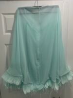 Mac Duggal 11622 Sz 6 Trapeze Feather Trim Mini Dress Mint Green - Image 7
