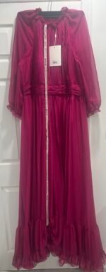 Mac Duggal 68225 Sz 18 Magenta Illusion Raglan Sleeve Ruffled Gown - Image 5