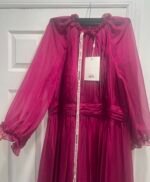 Mac Duggal 68225 Sz 18 Magenta Illusion Raglan Sleeve Ruffled Gown - Image 6