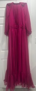 Mac Duggal 68225 Sz 18 Magenta Illusion Raglan Sleeve Ruffled Gown - Image 7