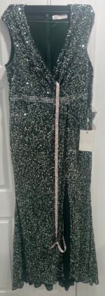 MAC DUGGAL 5489 Sz 16 CAP SLEEVE SEQUIN EMBELLISHED TRUMPET FOREST GREEN GOWN - Image 5