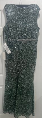 MAC DUGGAL 5489 Sz 16 CAP SLEEVE SEQUIN EMBELLISHED TRUMPET FOREST GREEN GOWN - Image 7