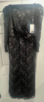 Mac Duggal 11324 Illusion Sleeve Sequin Lace Dress BLACK SIZE 18 - Image 7