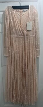 Mac Duggal 93679D Sz 20 Light Rose Peach Embellished Lace Long Sleeve Gown - Image 5