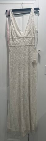 Mac Duggal 5669 - Size 10 White Plunging V-Neck Evening Dress - Image 5